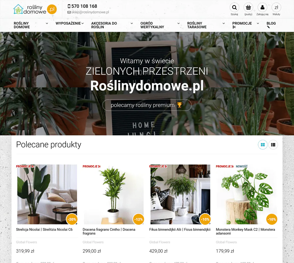 Sklep internetowy z roślinami domowymi